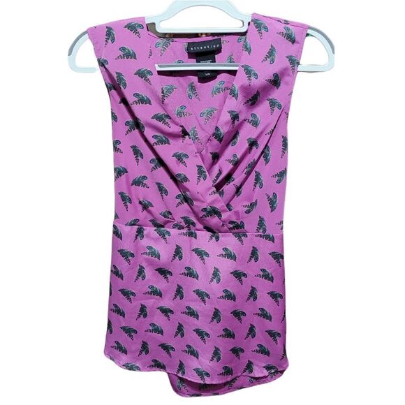 Pattern purple tie back blouse - Picture 1 of 2